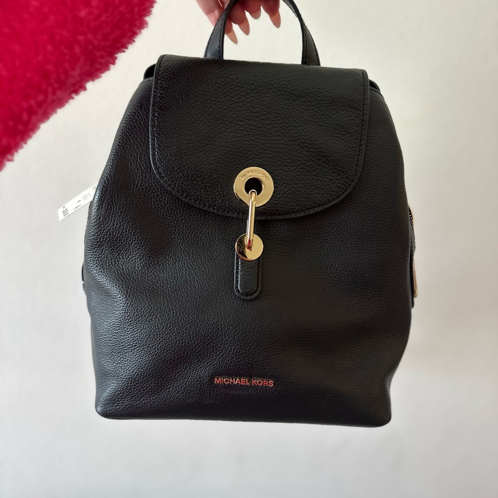 Michael Kors Black Backpack with Gold Hardware